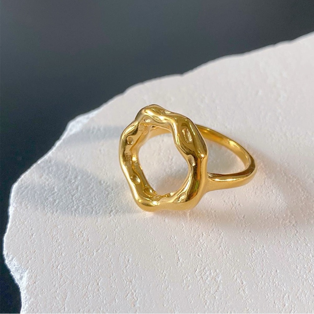 24K Gold Melted Circle Ring*Waterproof and Sweatproof